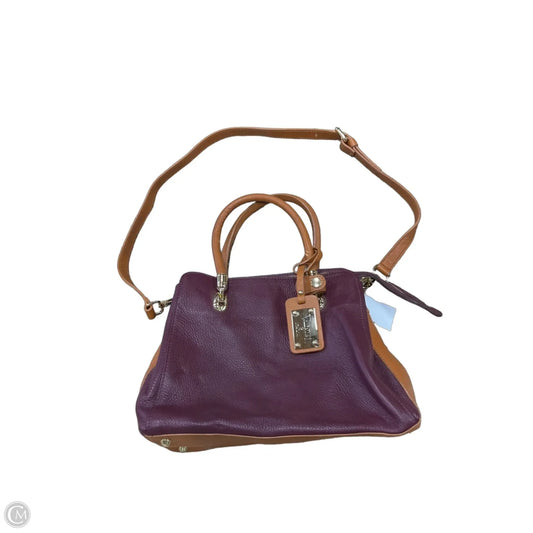 Handbag Leather By Valentina, Size: Medium
