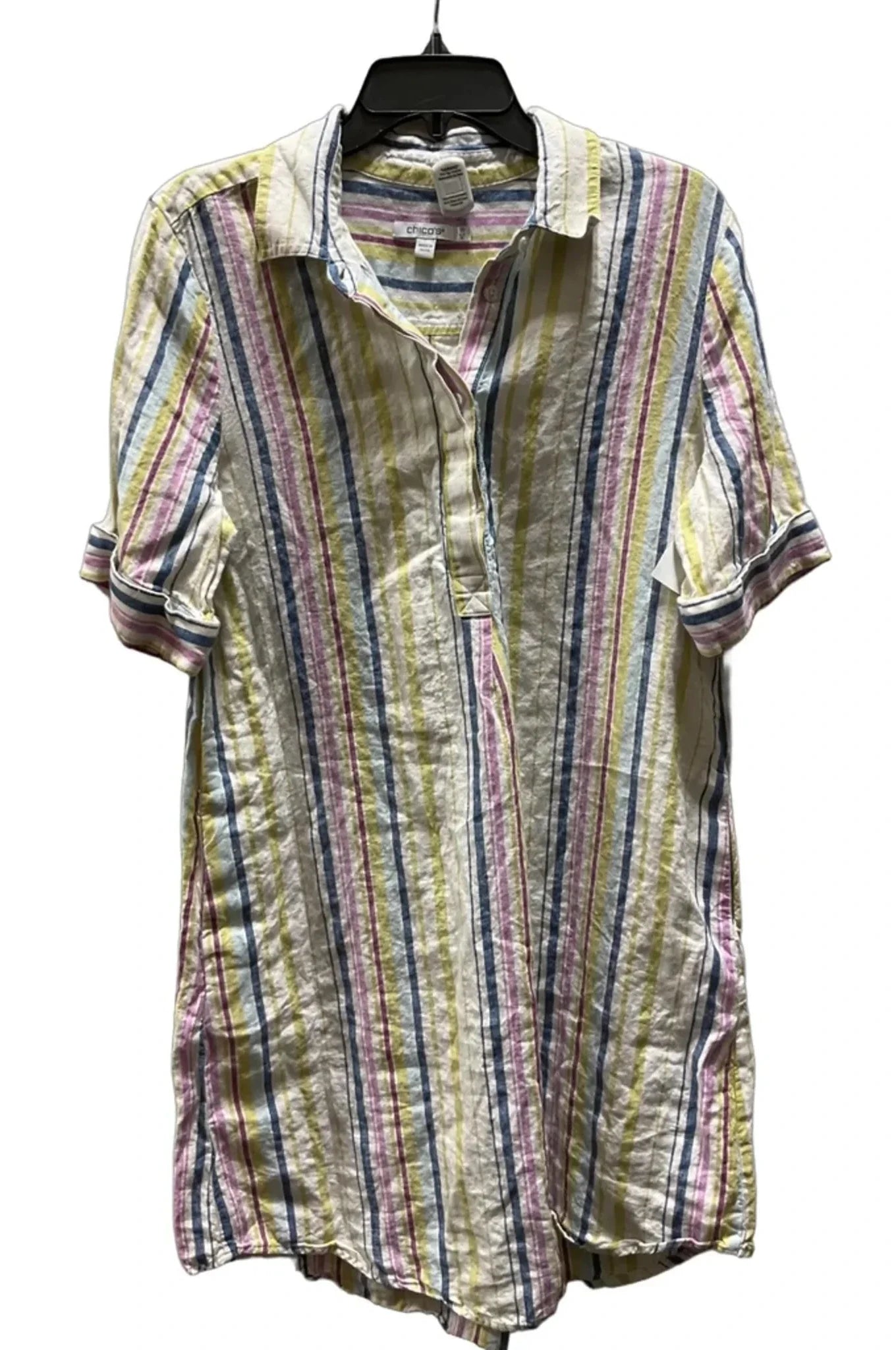 Dress Casual Midi By Chicos In Striped Pattern, Size: M