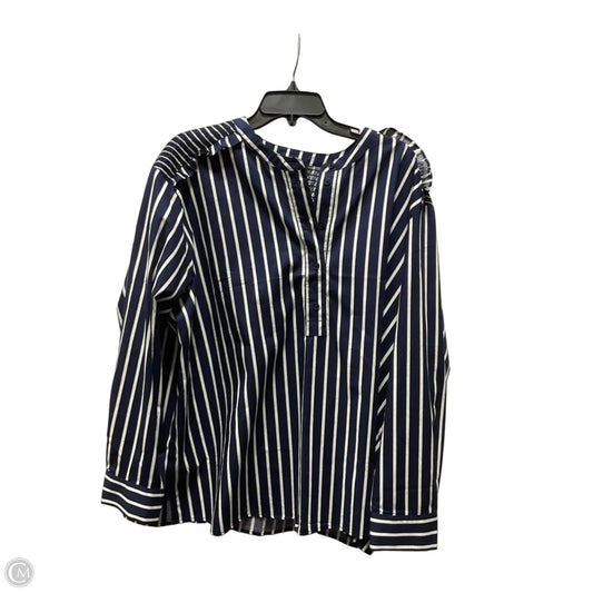 Top Long Sleeve By Lane Bryant In Blue & White, Size: 2x