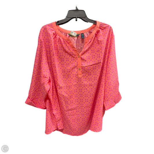 Top Long Sleeve By C Wonder In Orange & Pink, Size: 3x