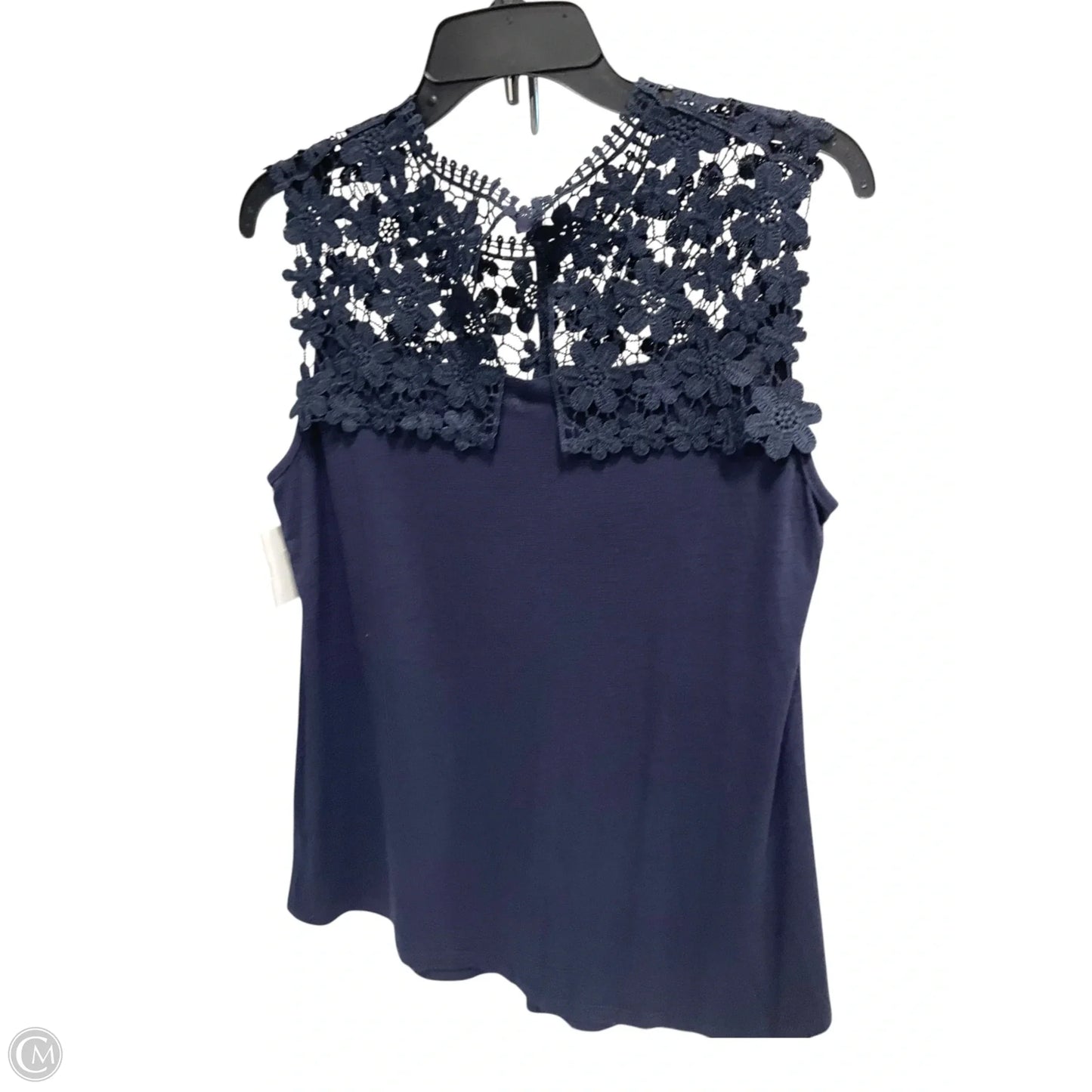 Top Short Sleeve By Adiva In Navy, Size: M