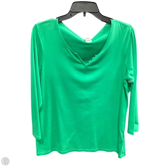Top 3/4 Sleeve Basic By Lands End In Green, Size: M