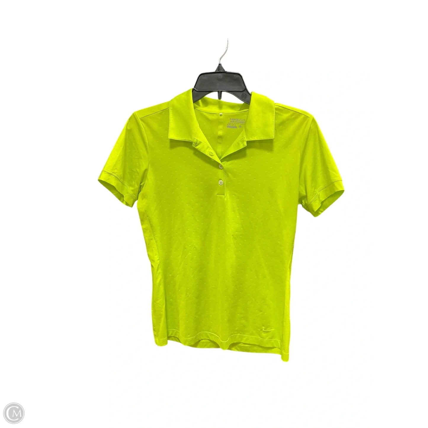 Athletic Top Long Sleeve Collar By Nike In Green, Size: S