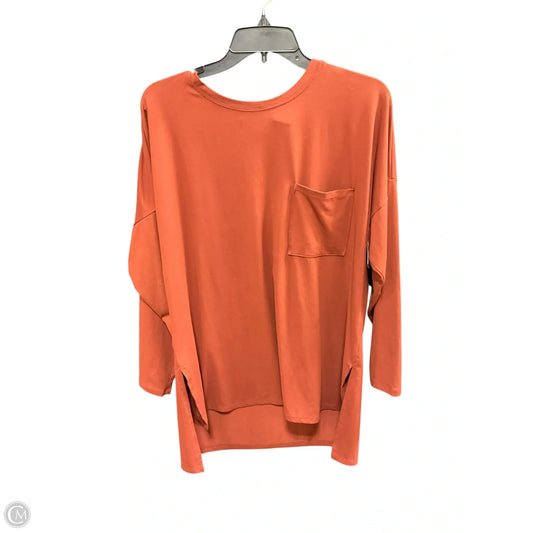 Top Long Sleeve Basic By Zenana Outfitters In Orange, Size: M