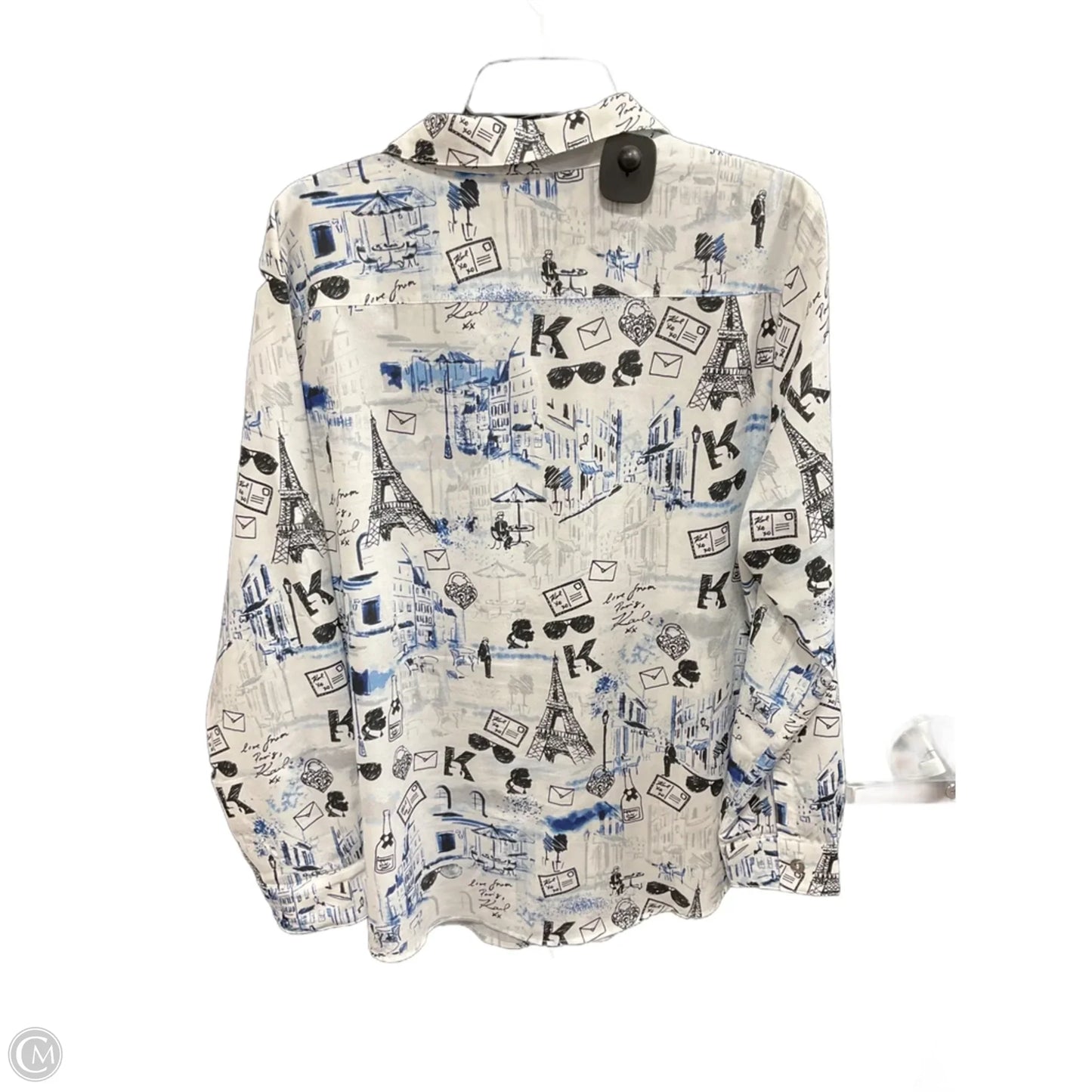 Blouse Designer By Karl Lagerfeld In Blue, Size: Xl
