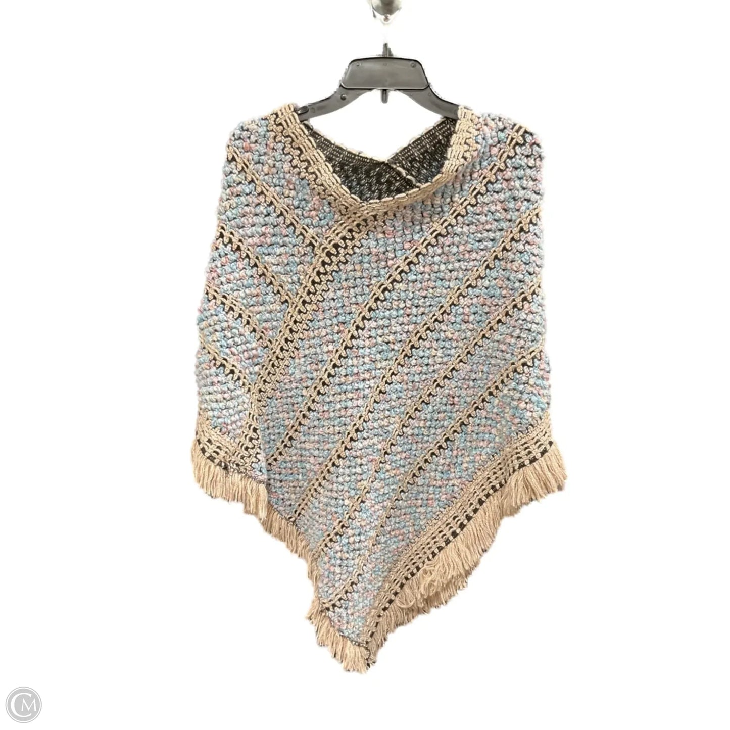 Poncho By Clothes Mentor In Blue & Pink, Size: Osfm