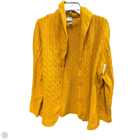 Sweater Cardigan By Jessica London In Yellow, Size: L