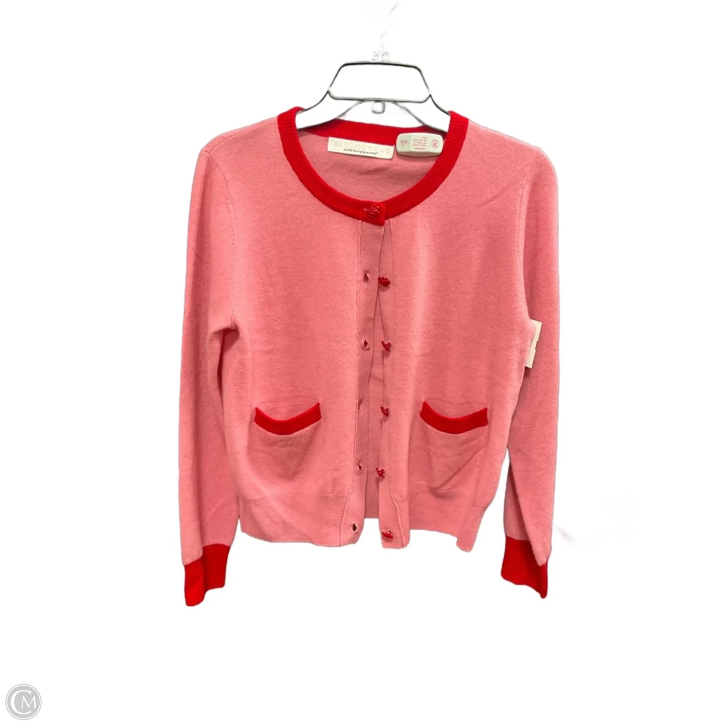 Sweater Cardigan By Clothes Mentor In Pink & Red, Size: L