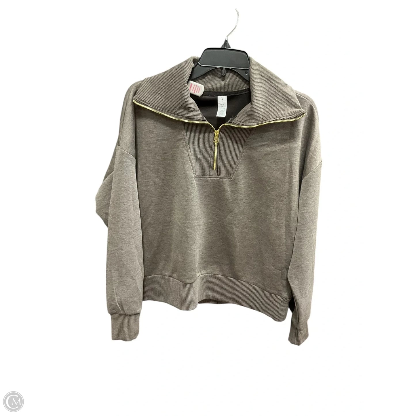 Athletic Sweatshirt Collar By Yogalicious In Grey, Size: M