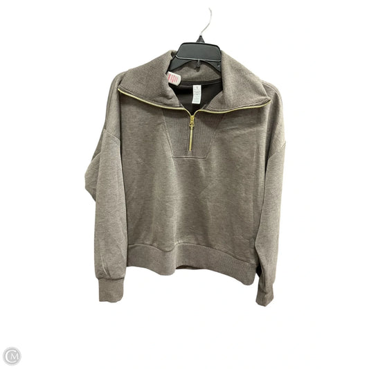 Athletic Sweatshirt Collar By Yogalicious In Grey, Size: M