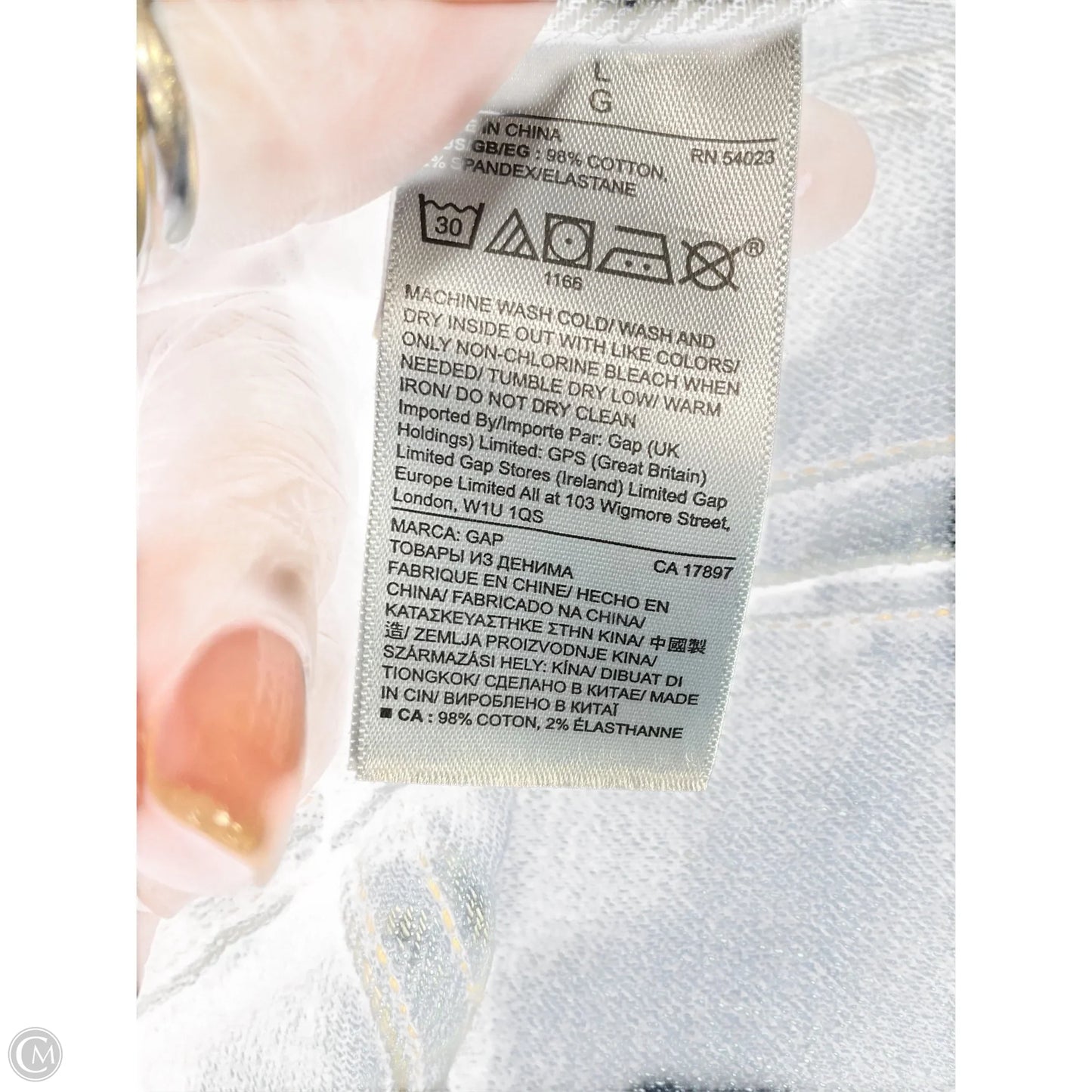 Jacket Denim By Gap In Blue Denim, Size: L