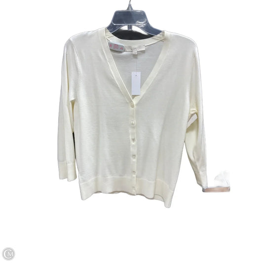 Sweater Cardigan By Loft In Cream, Size: L