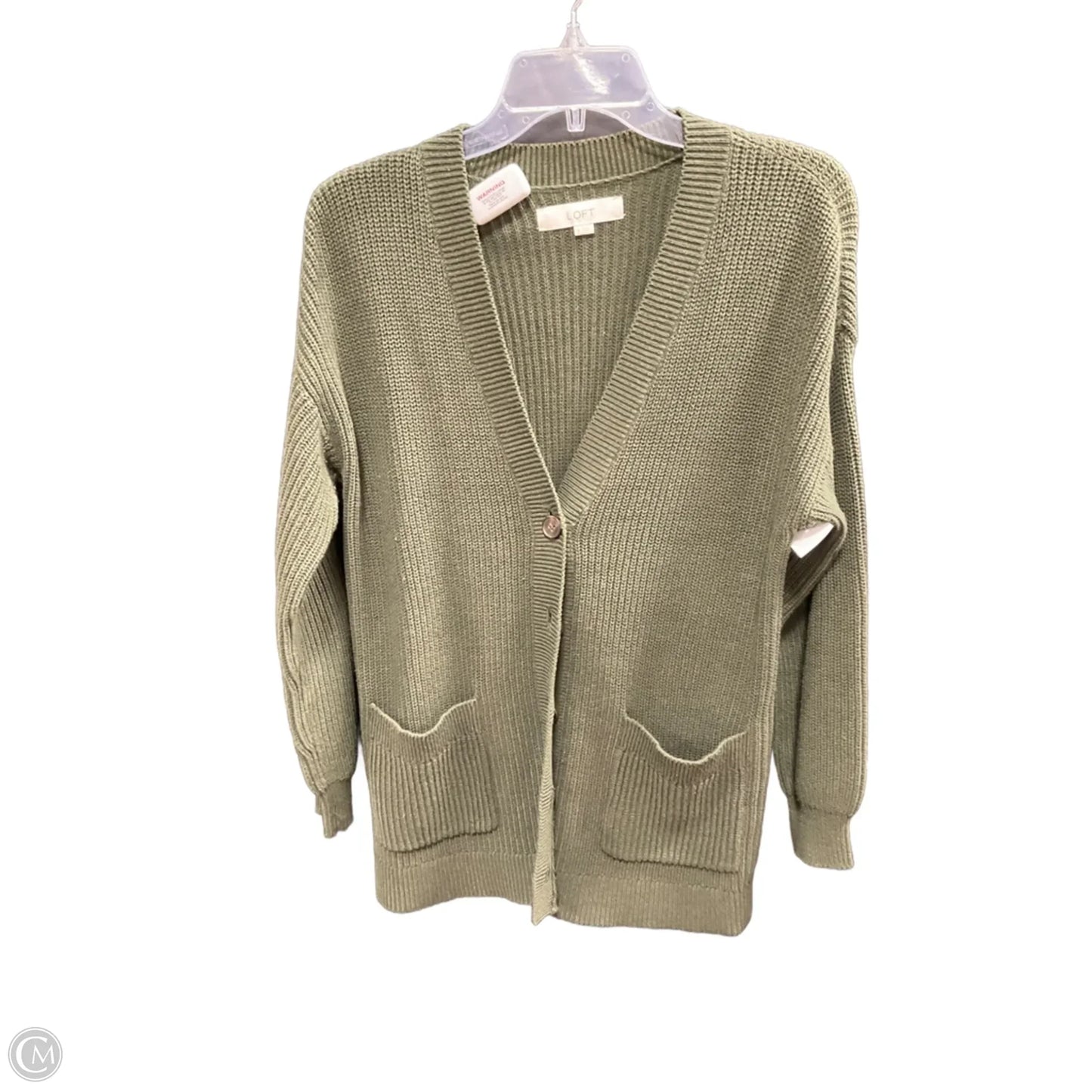 Sweater Cardigan By Loft In Green, Size: M
