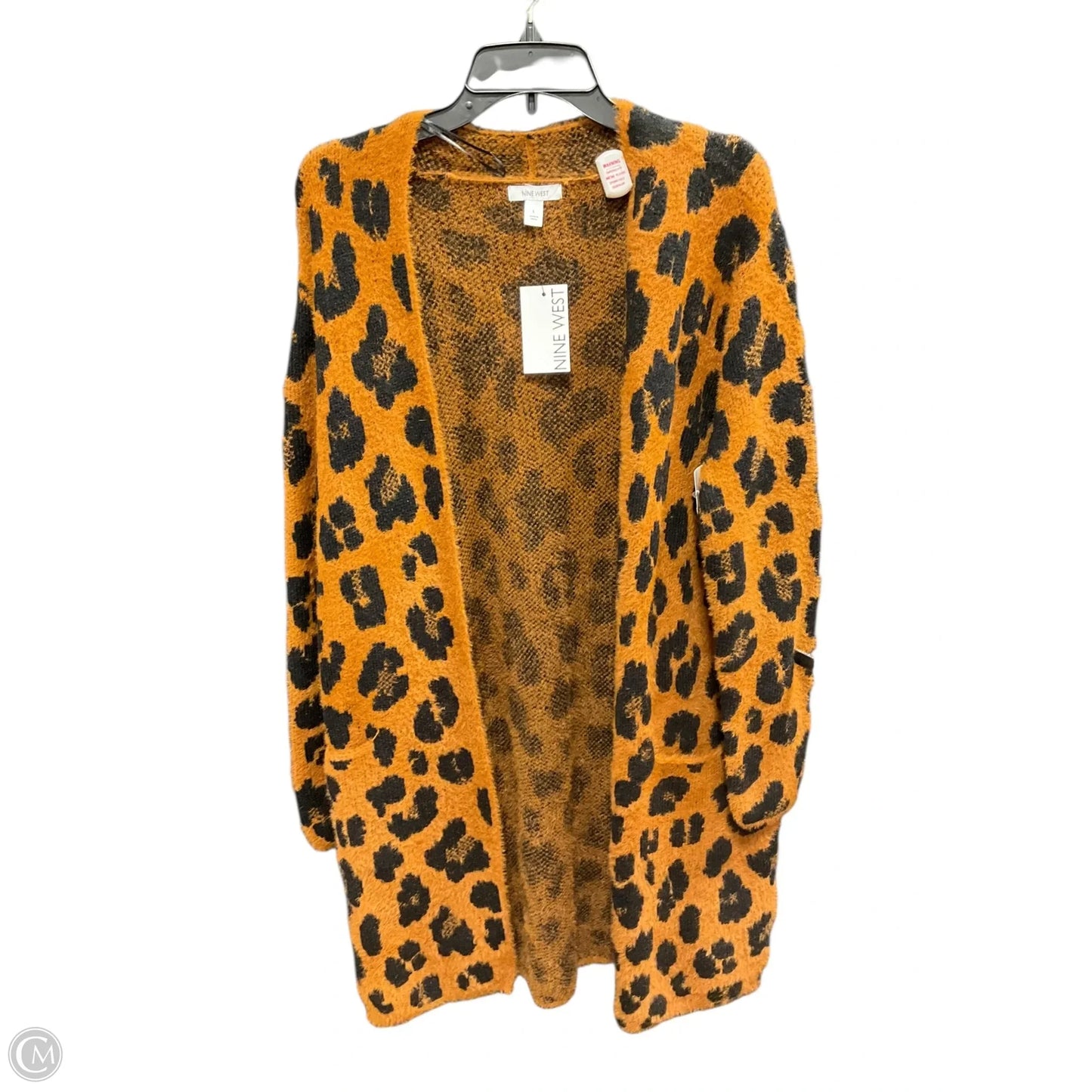 Sweater Cardigan By Nine West In Animal Print, Size: L