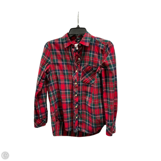 Blouse Long Sleeve By Vineyard Vines In Plaid Pattern, Size: Xs