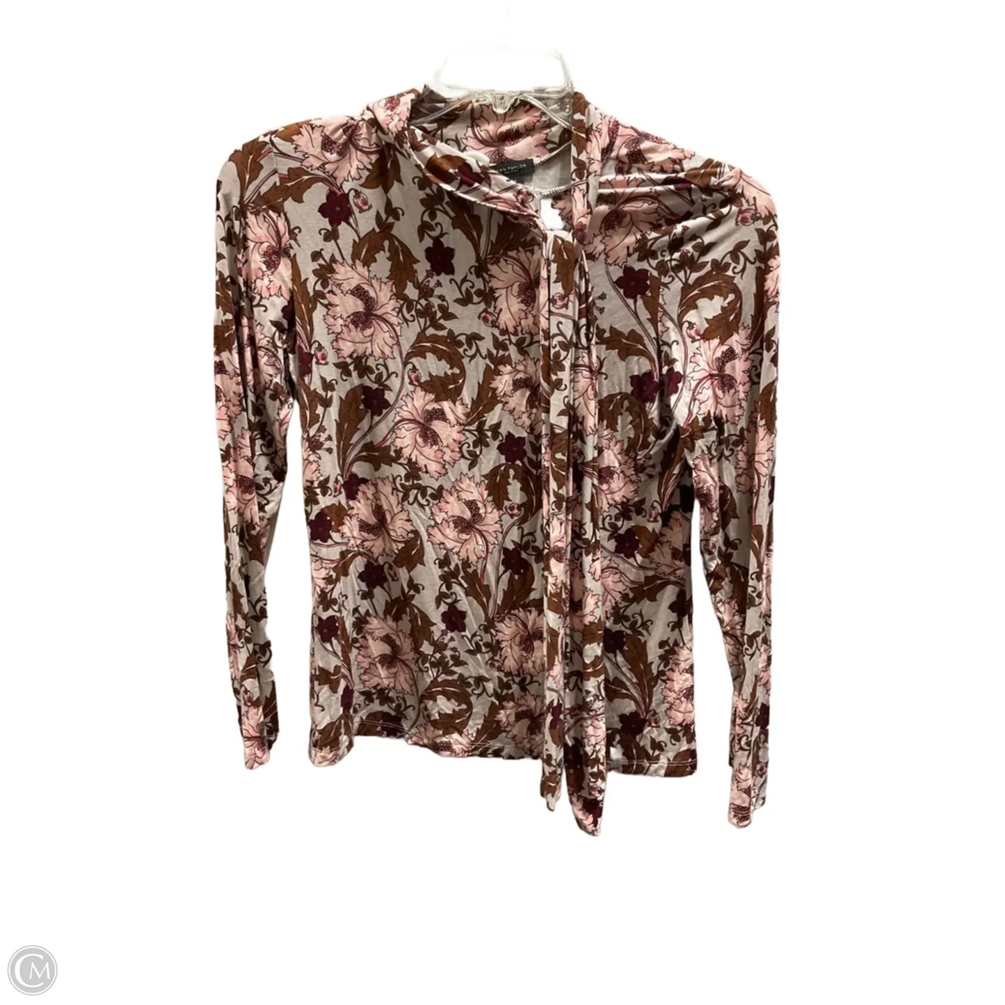 Top Long Sleeve Basic By Ann Taylor In Pink & Tan, Size: Xs
