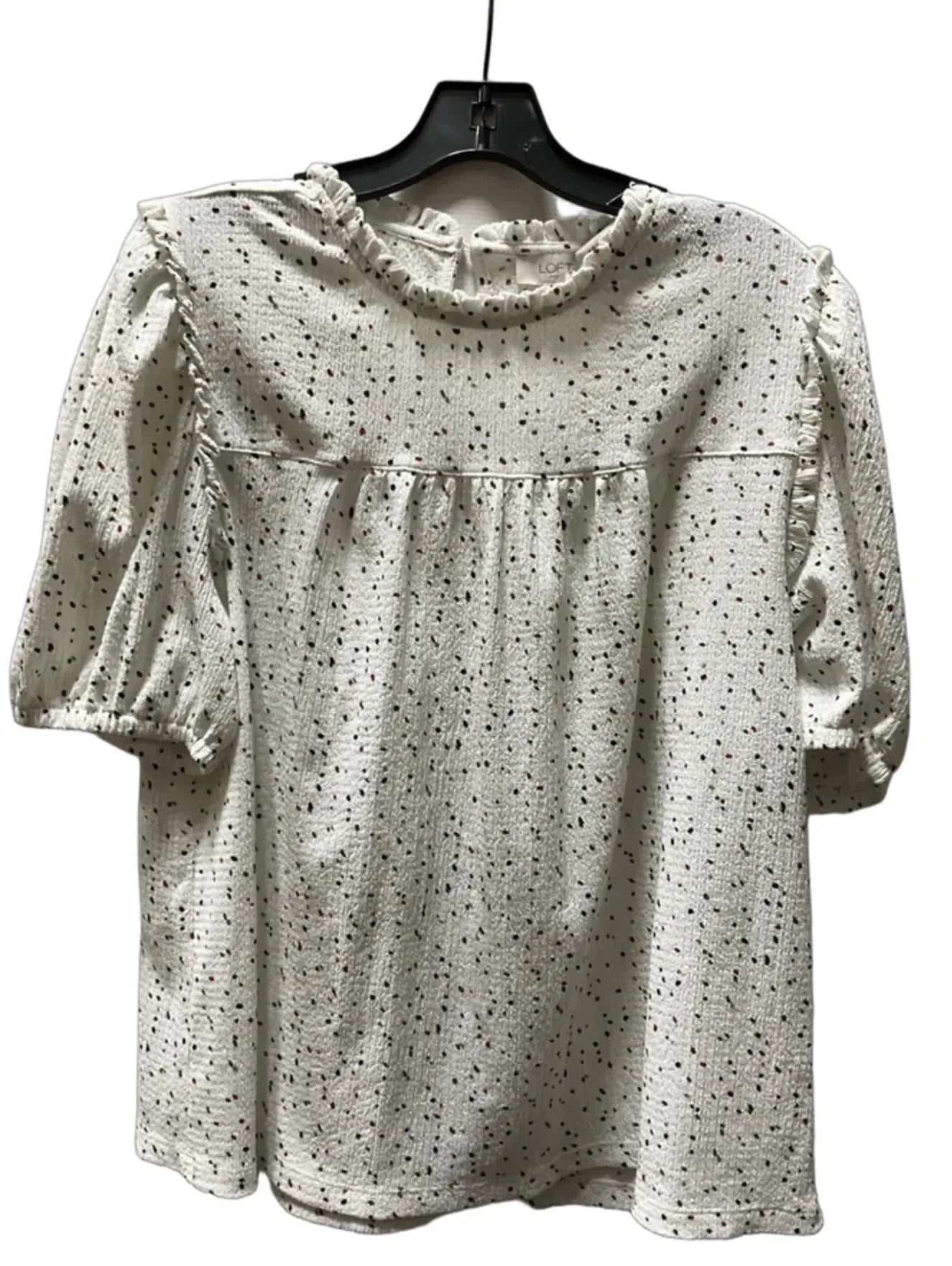 Top Short Sleeve By Loft In Polkadot Pattern