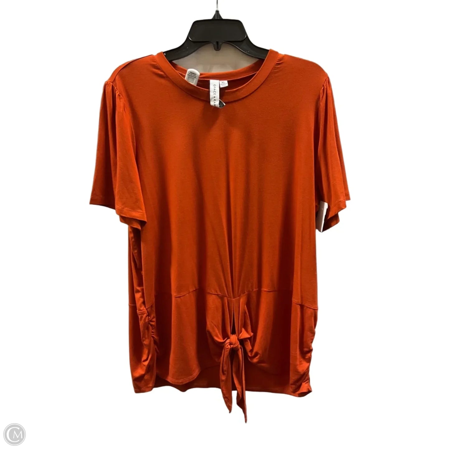 Top Short Sleeve Basic By Grace + Karma In Orange, Size: Xl