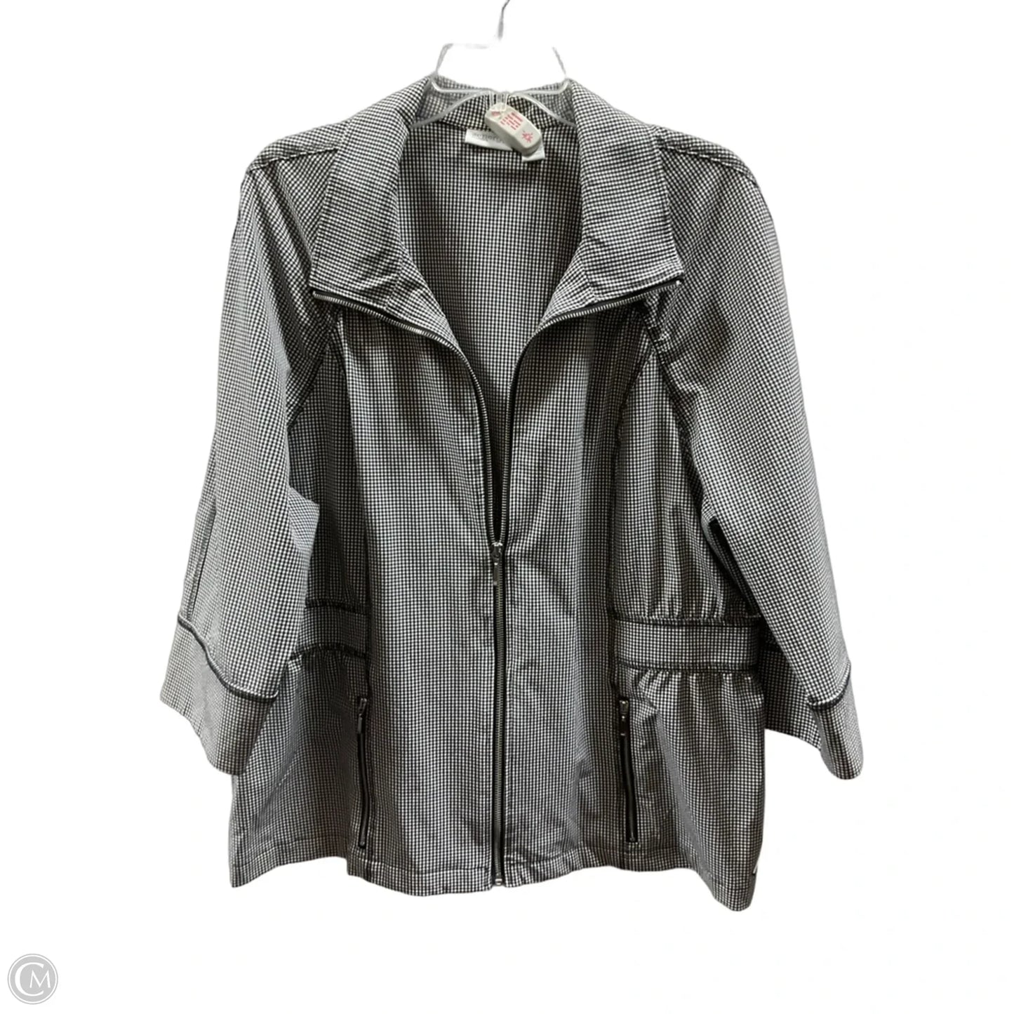 Athletic Jacket By Chicos In Checkered Pattern, Size: Xl