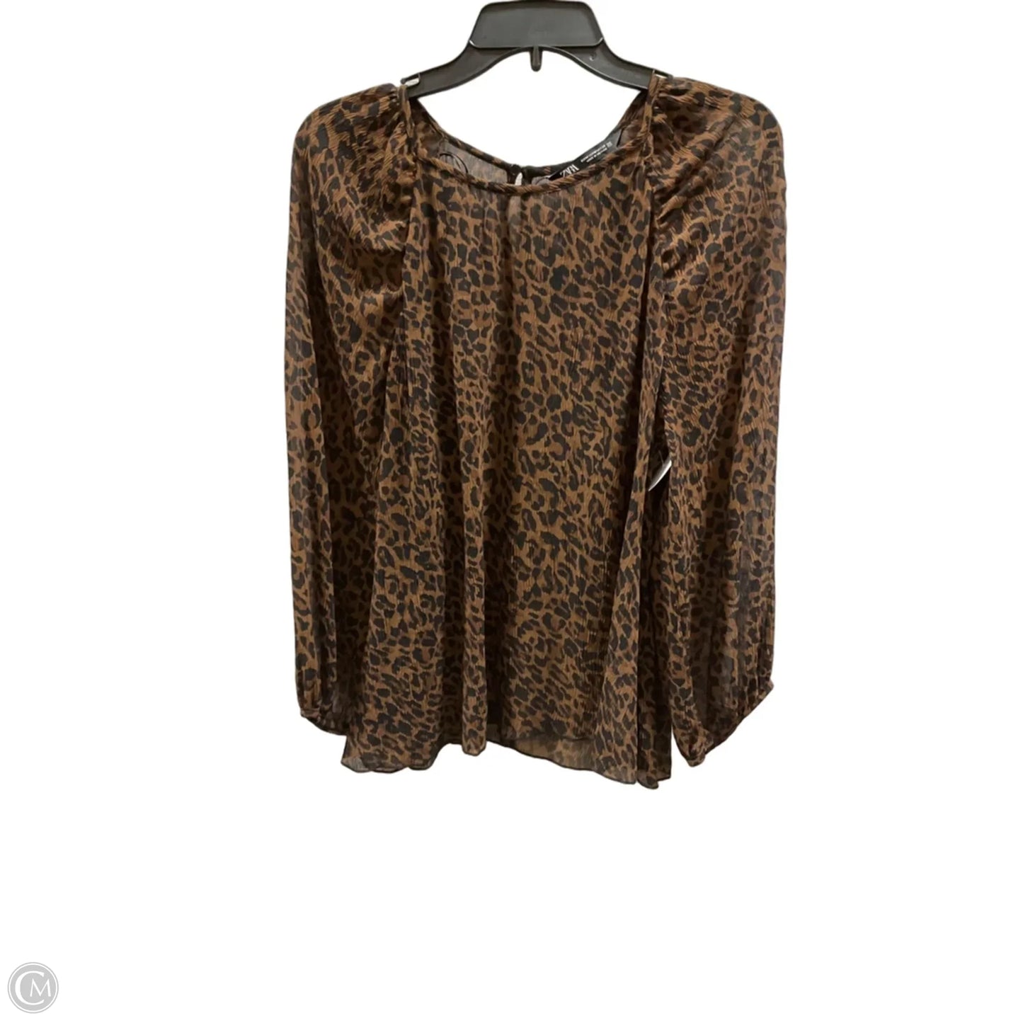 Top Long Sleeve By Zara In Animal Print, Size: M