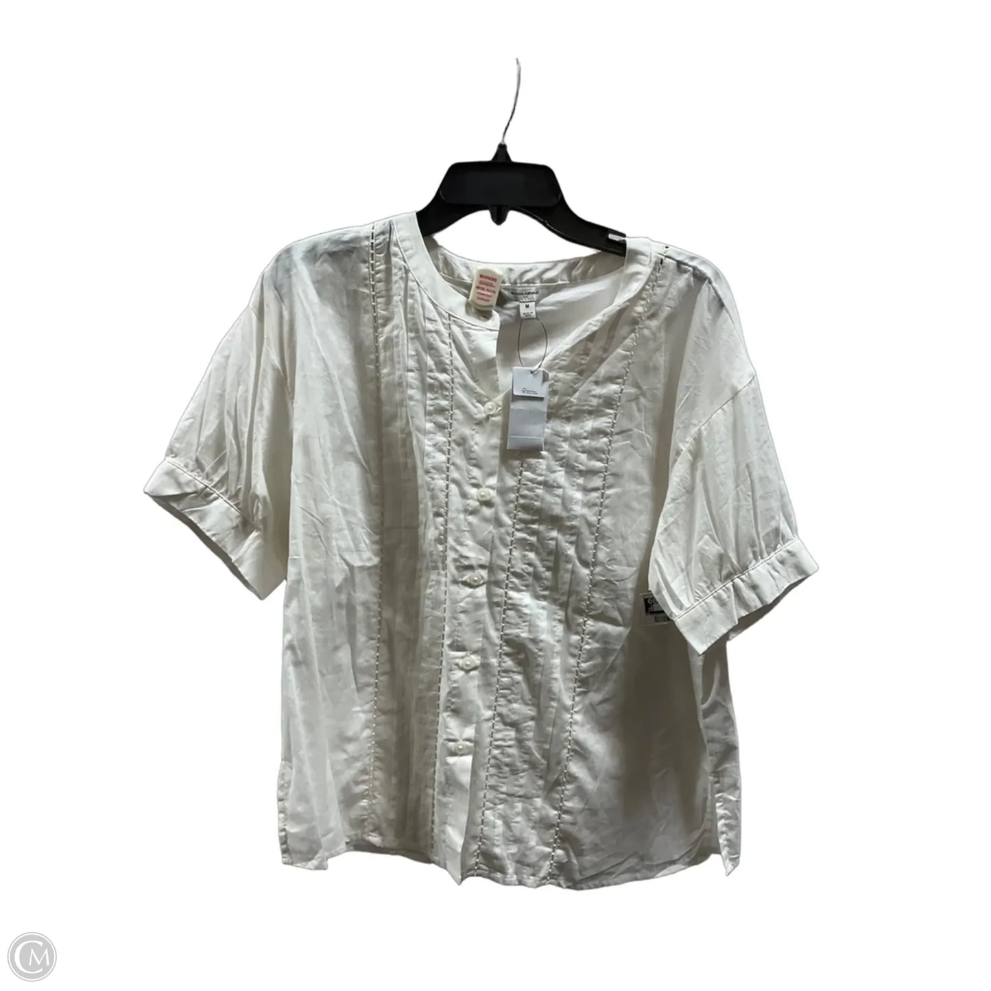 Top Short Sleeve By Banana Republic In Cream, Size: M