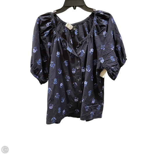 Top Short Sleeve By Ann Taylor In Navy, Size: M