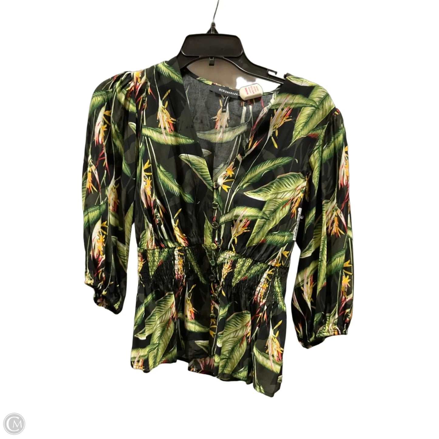 Top 3/4 Sleeve By Bcbgmaxazria In Tropical Print, Size: Xxs