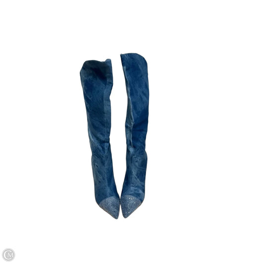 Boots Knee Heels By Fashion Nova In Blue, Size: 9