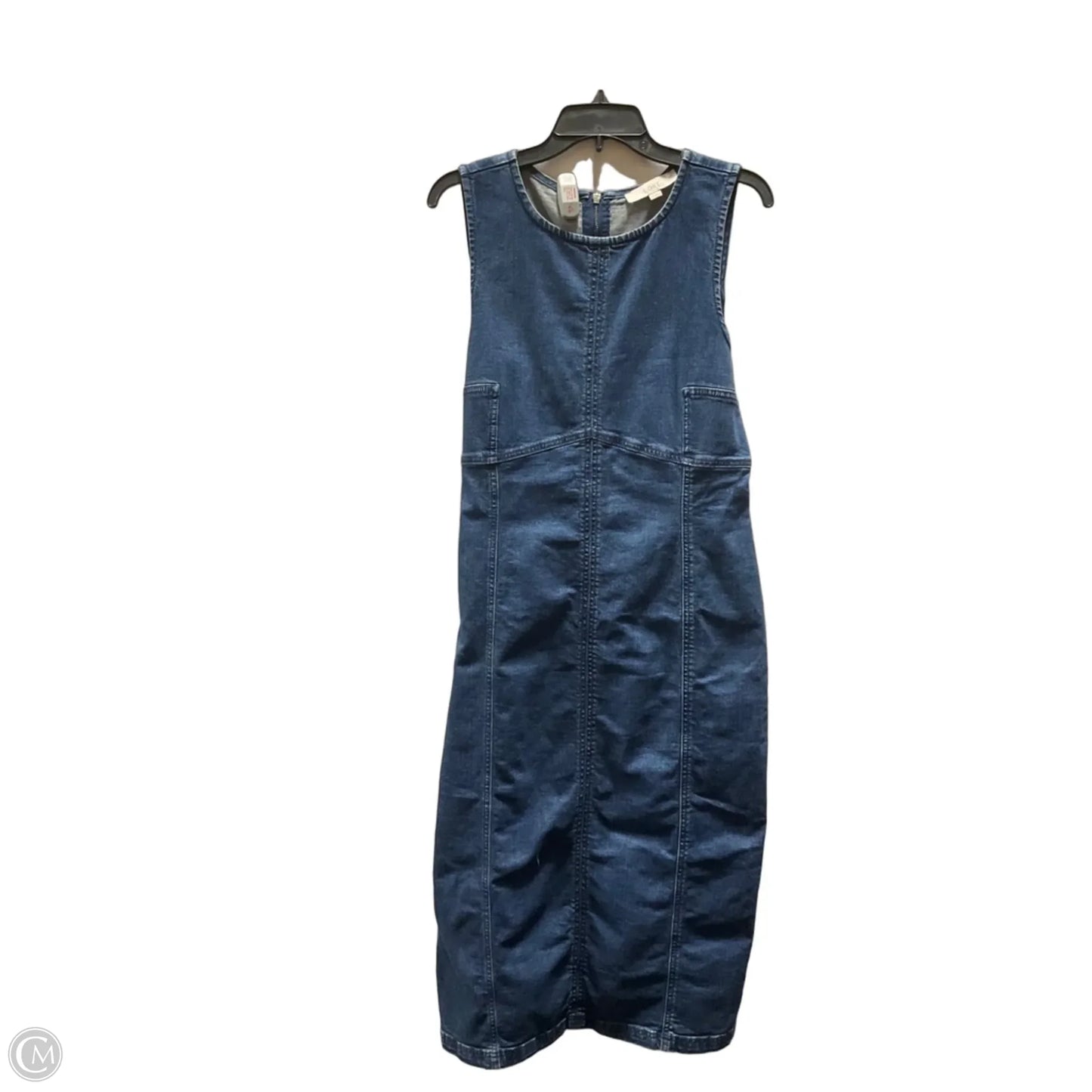 Dress Casual Midi By Loft In Blue Denim, Size: L