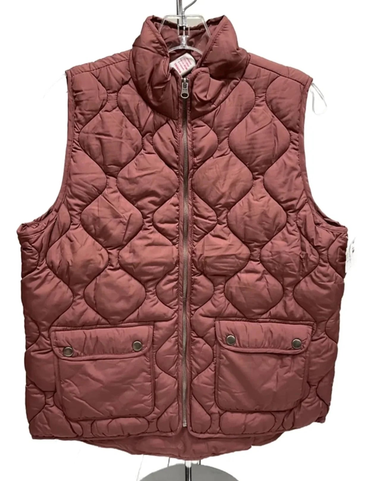 Vest Puffer & Quilted By Thread And Supply In Maroon, Size: S