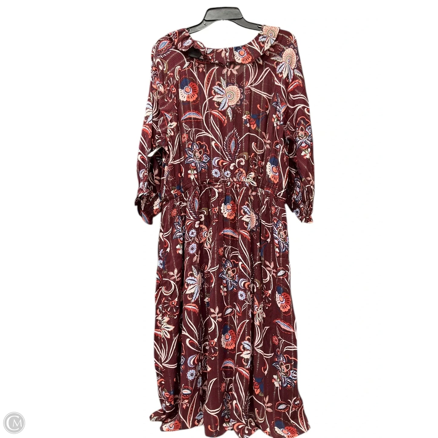 Dress Casual Midi By Talbots In Maroon, Size: Xl