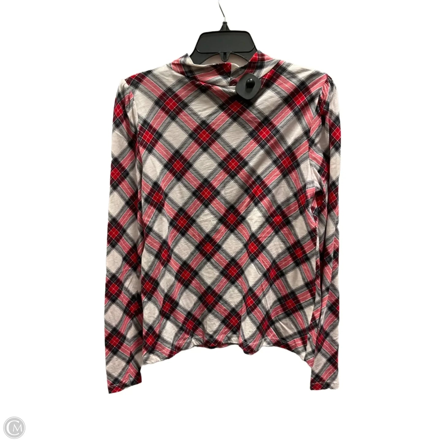 Top Long Sleeve By Loft In Plaid Pattern, Size: M
