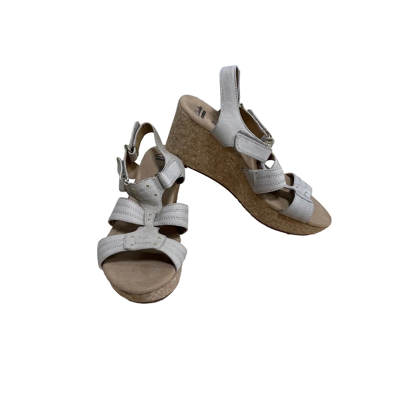 Sandals Heels Wedge By Clarks In Grey, Size: 8.5