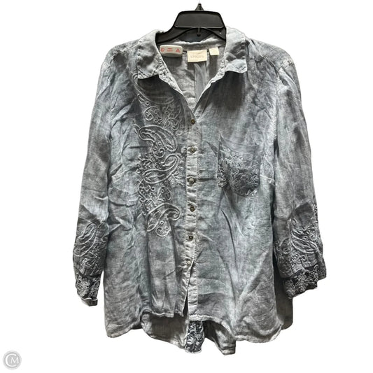 Blouse 3/4 Sleeve By Chicos In Blue, Size: Xl