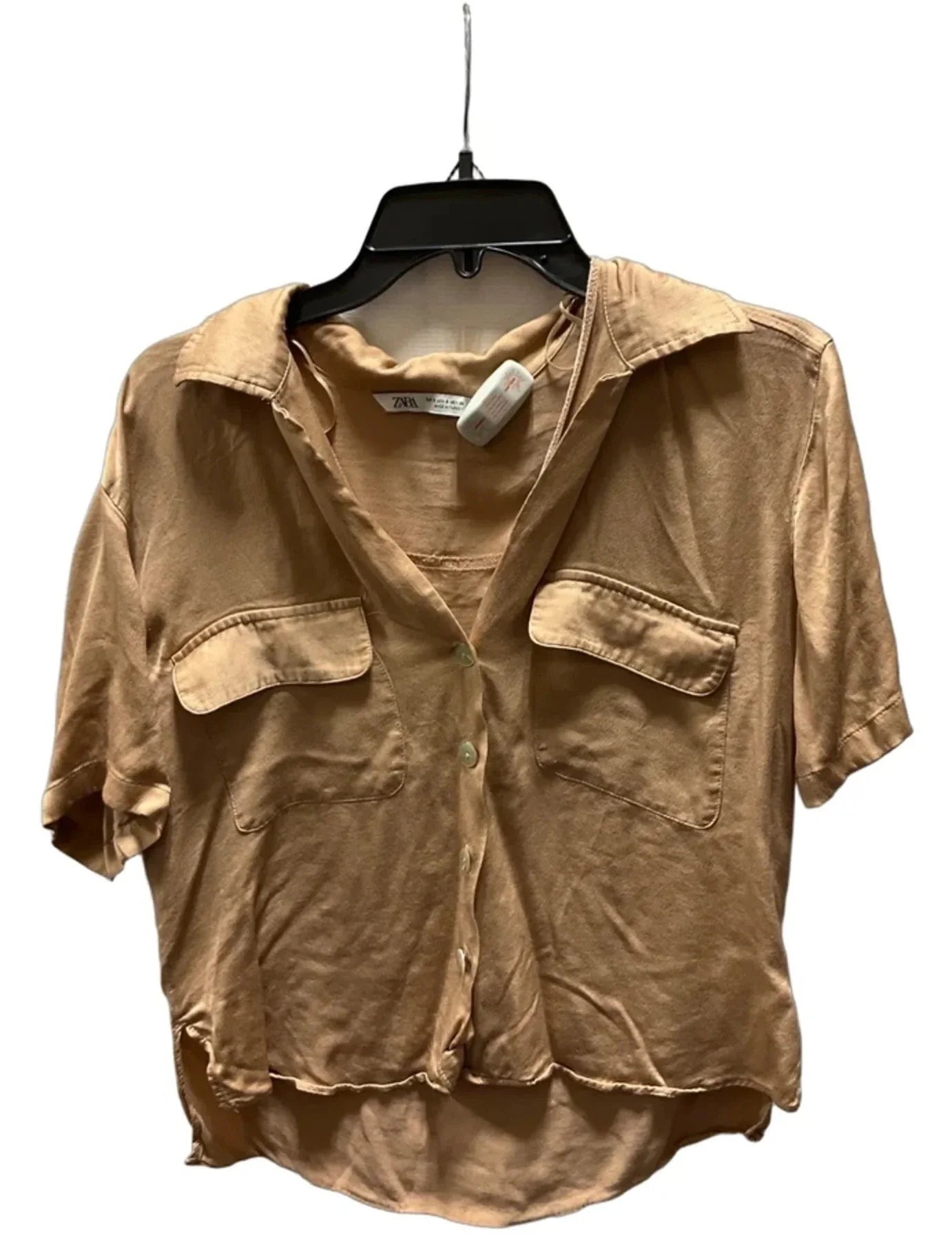 Top Short Sleeve By Zara In Beige, Size: S