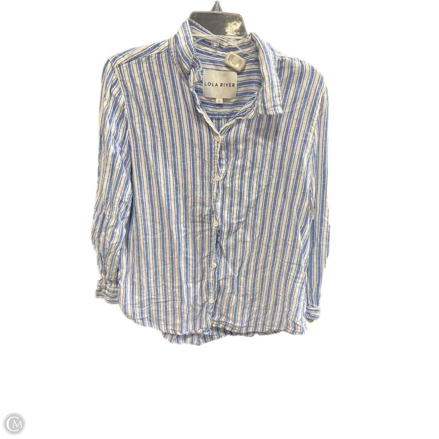 Blouse Long Sleeve By Lola River In Striped Pattern, Size: L