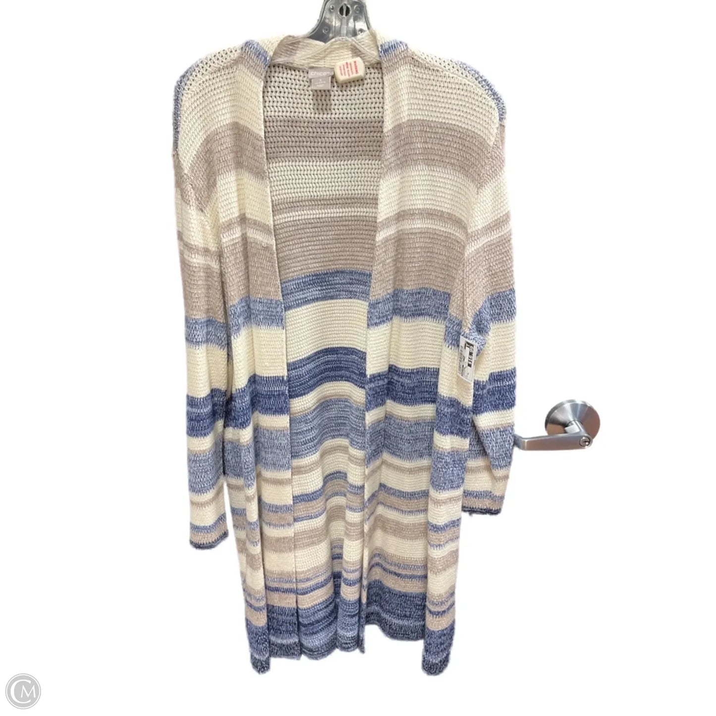 Cardigan By Chicos In Striped Pattern, Size: Xl