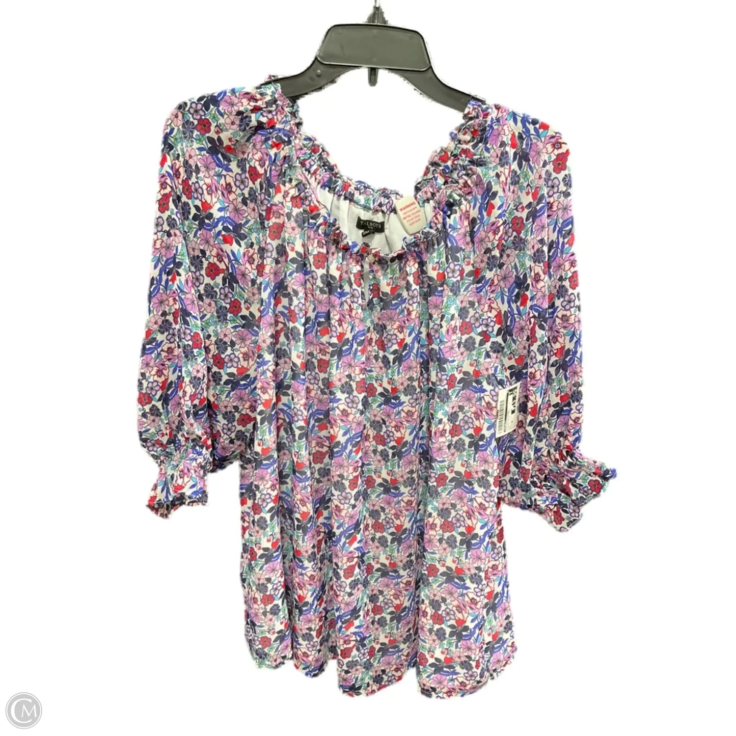 Top 3/4 Sleeve By Talbots In Floral Print, Size: 2x