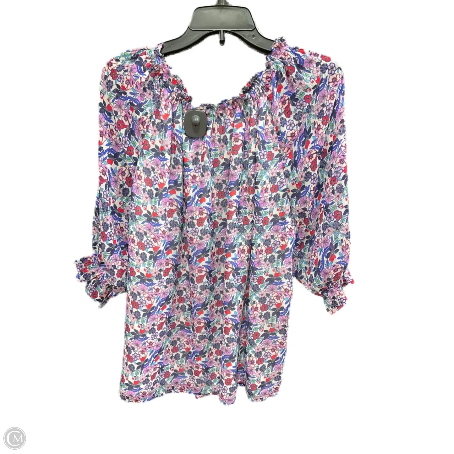 Top 3/4 Sleeve By Talbots In Floral Print, Size: 2x