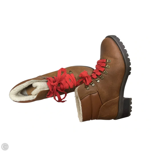 Boots Ankle Heels By True Craft In Brown & Red, Size: 9.5