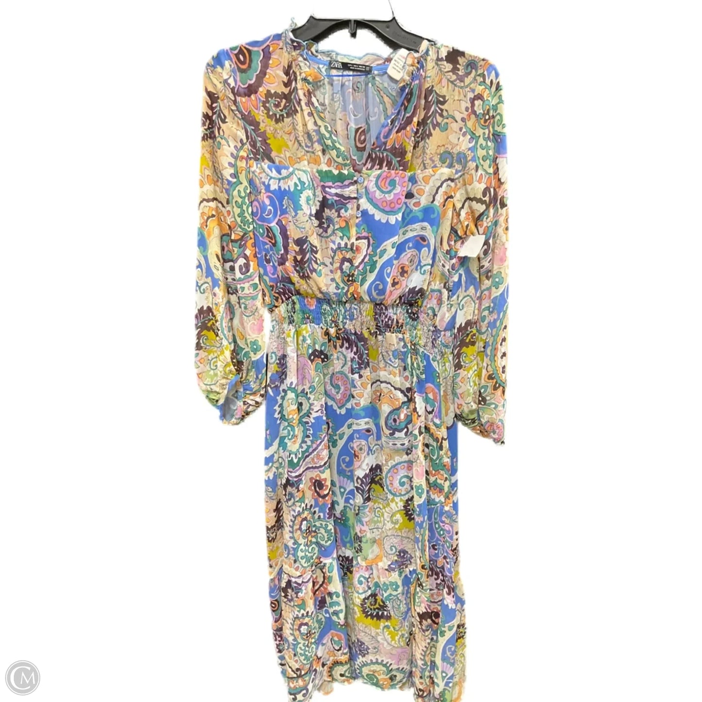 Dress Casual Midi By Zara In Multi-colored, Size: L