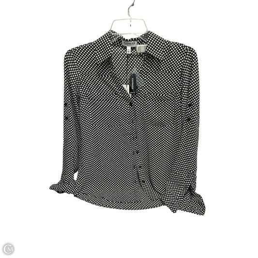 Blouse Long Sleeve By Express In Black & White, Size: Xs