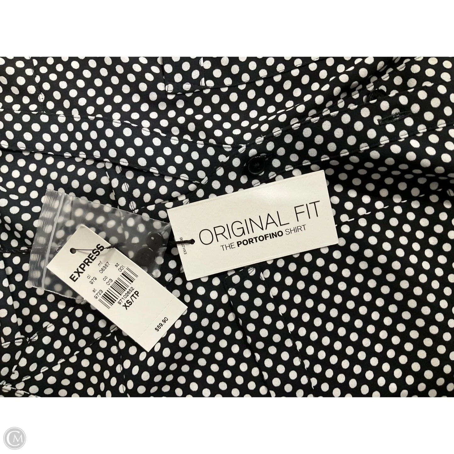 Blouse Long Sleeve By Express In Black & White, Size: Xs