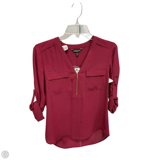 Top Long Sleeve By Express In Maroon, Size: Xs