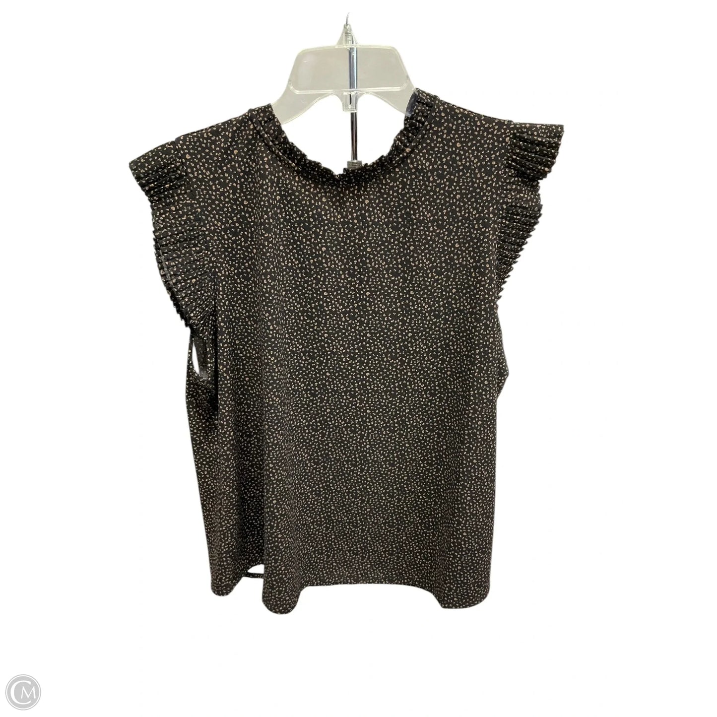 Top Sleeveless By Adrianna Papell In Black & Tan, Size: L