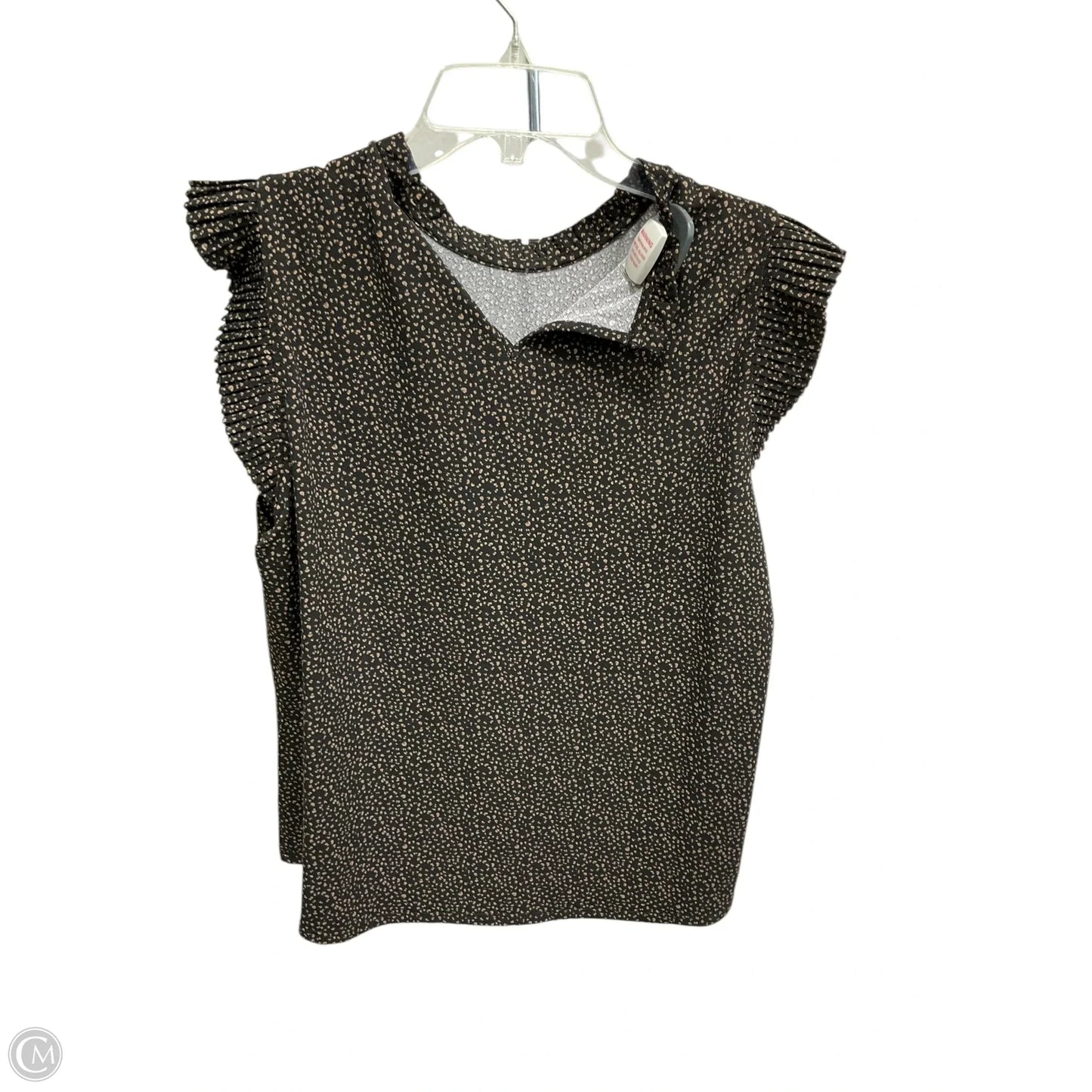 Top Sleeveless By Adrianna Papell In Black & Tan, Size: L