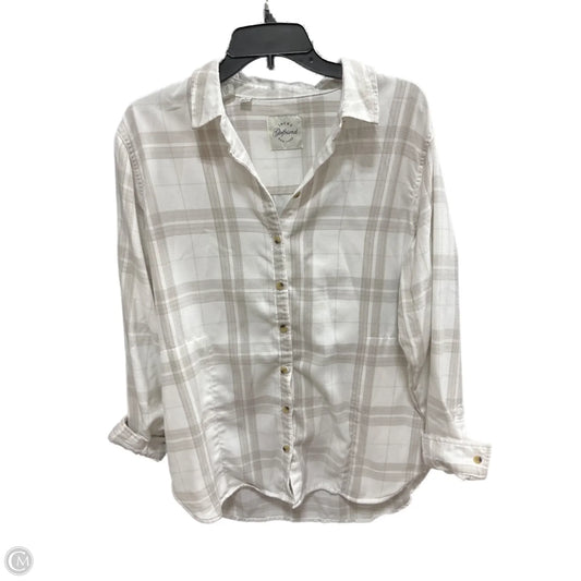Blouse Long Sleeve By Jachs Girlfirend In Grey & White, Size: L