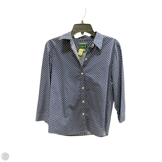 Blouse Long Sleeve By Lauren By Ralph Lauren In Polkadot Pattern, Size: L