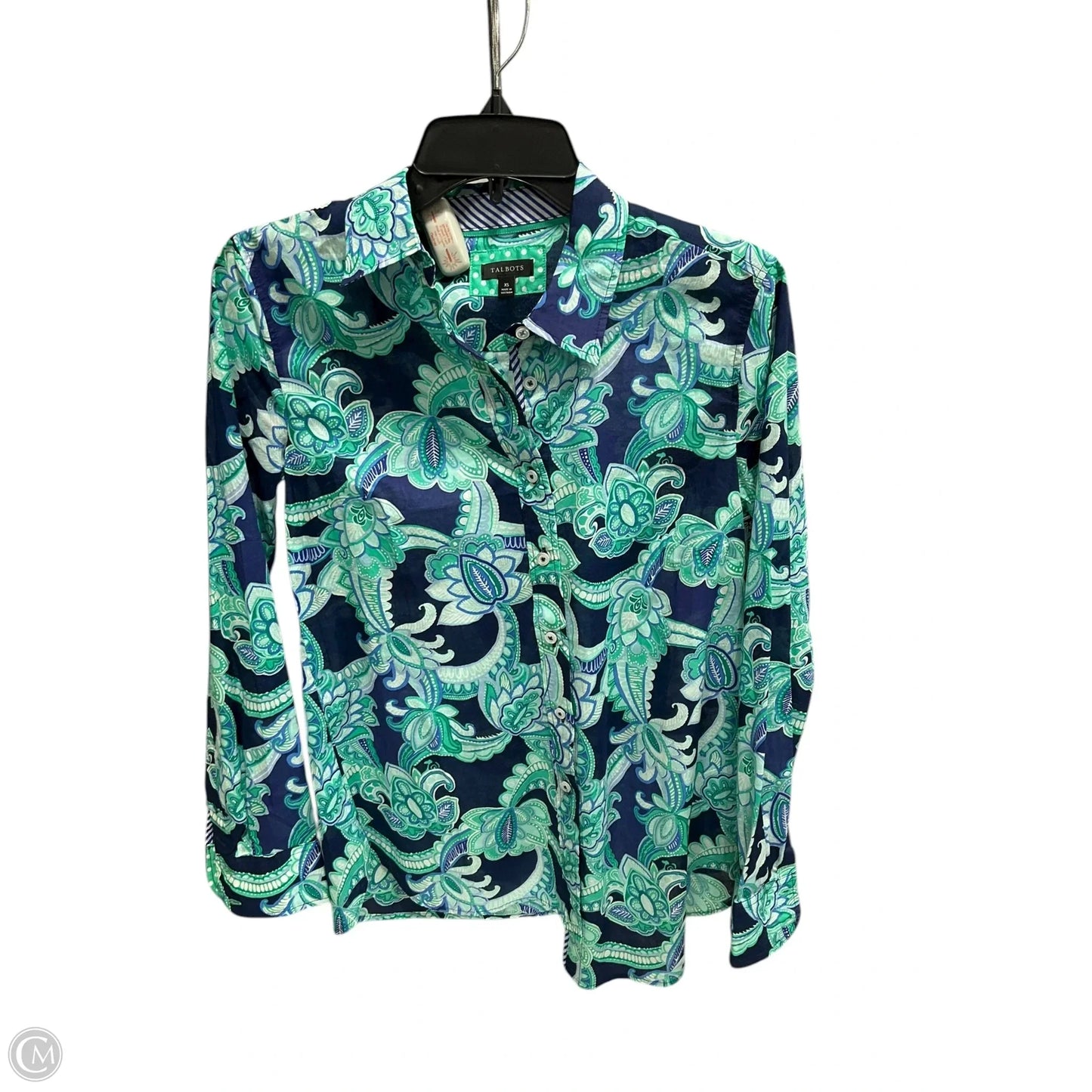 Blouse Long Sleeve By Talbots In Blue & Green, Size: Xs