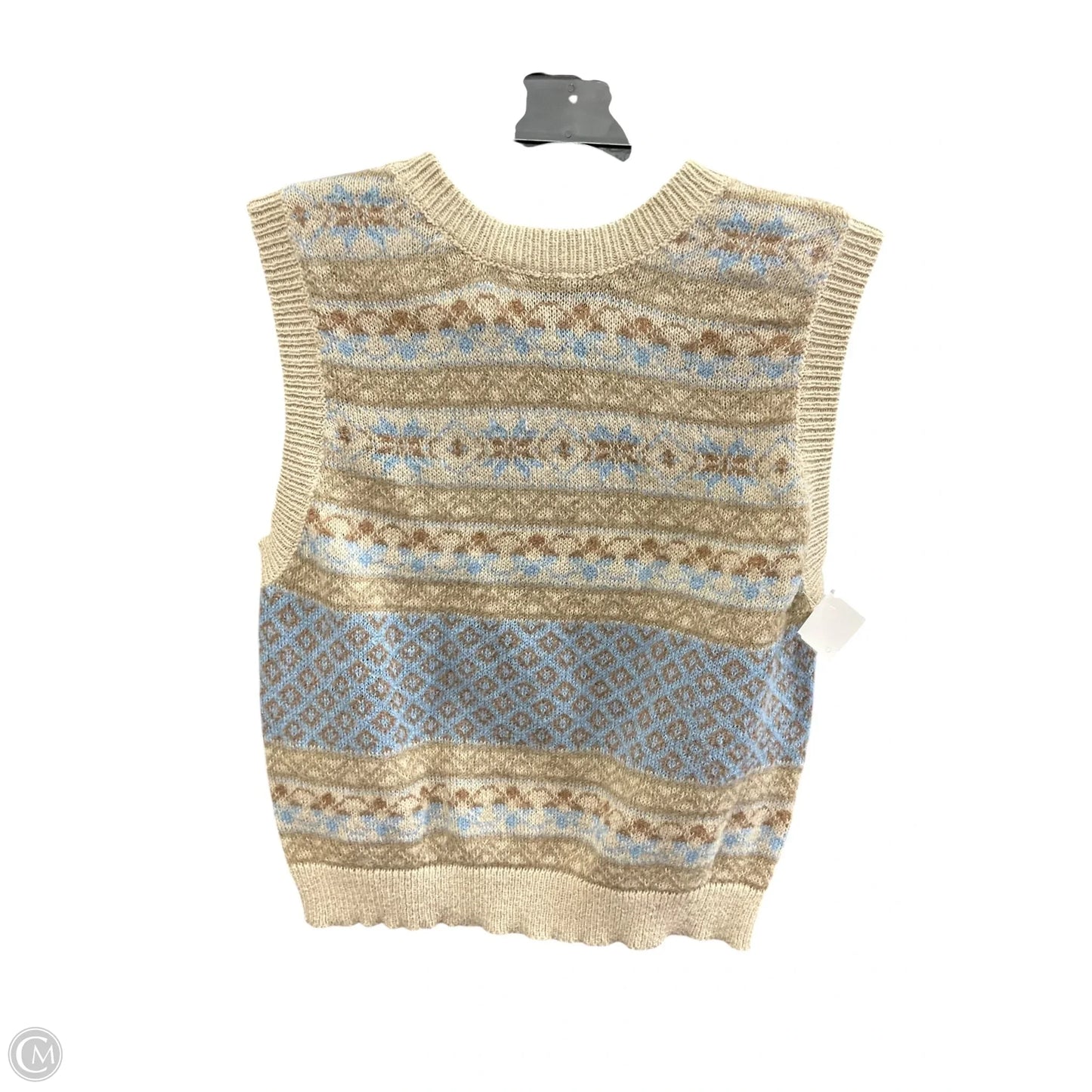 Vest Sweater By Cider In Blue & Tan, Size: S